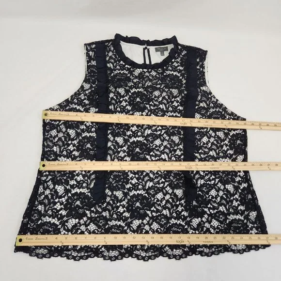 THE LIMITED Plus Sleeveless Ruffle Lace Top Size 2X Black/White Color LIKE NEW! - Picture 11 of 16